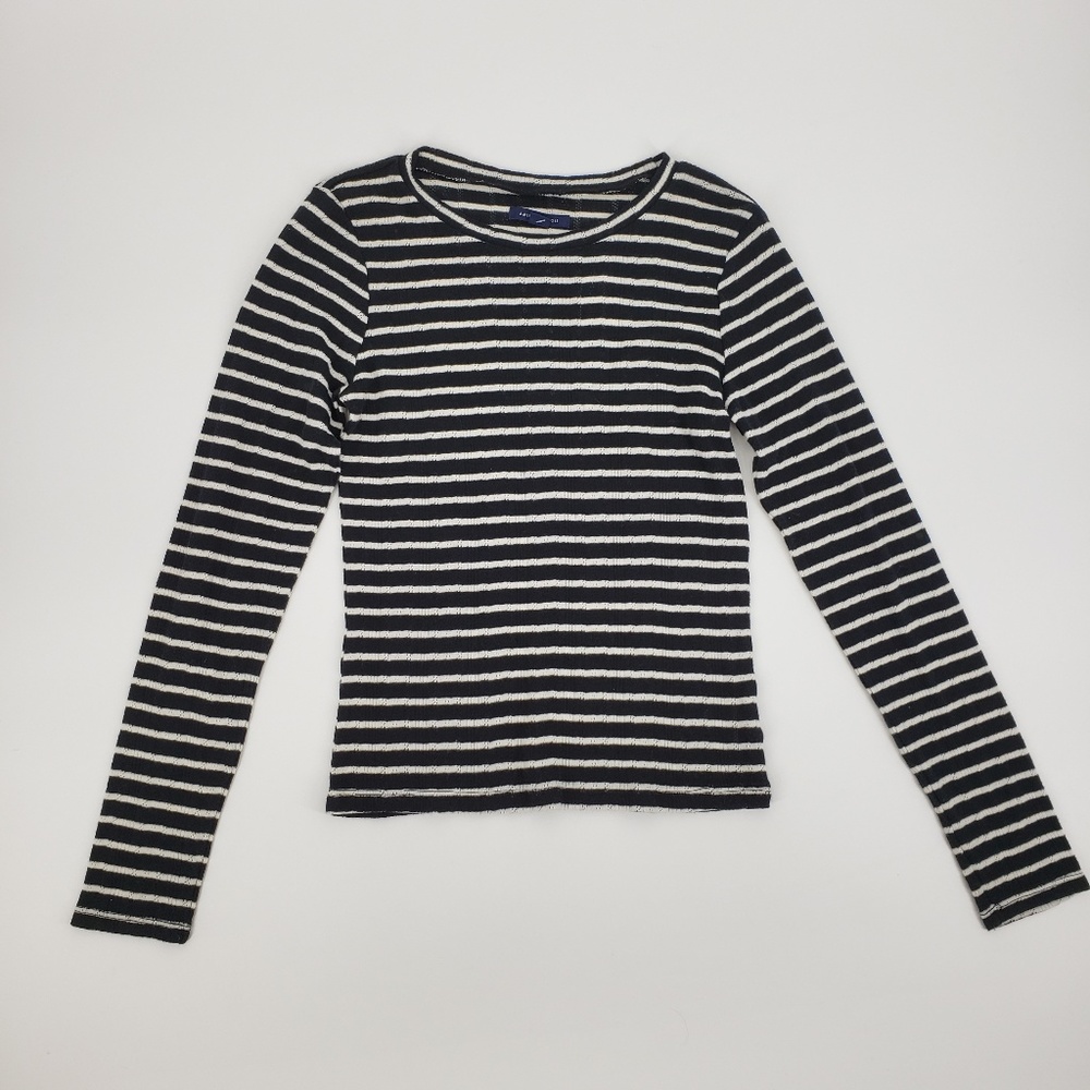 American Eagle Navy & White Striped Crop Top S